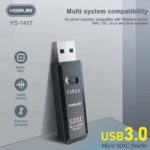 YESPLUS YS-1417 2-in-1 SD/TF Card Reader USB3.0 5Gbps High-Speed Transmission