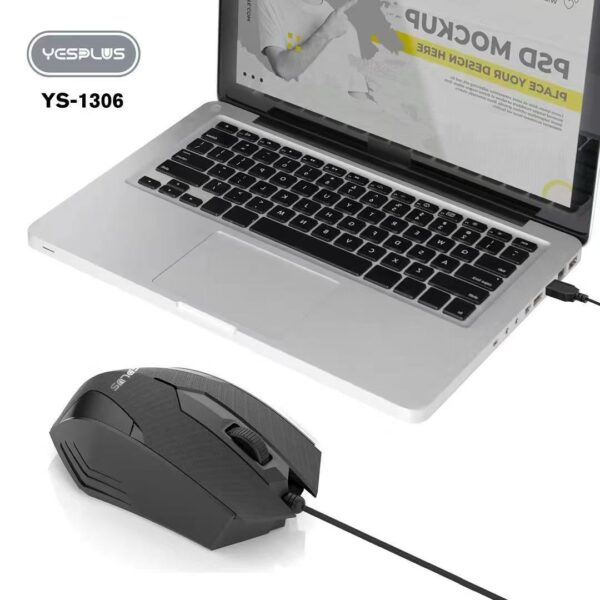 YESPLUS YS-1306 Wired Gaming Mouse – High-Precision Optical Mouse – USB – 1600 DPI