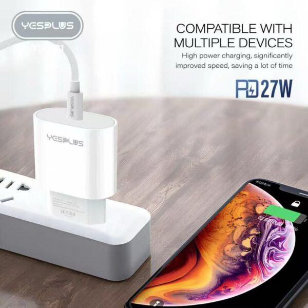 YESPLUS YS-1121 PD27W USB-C to Lightning Fast Charging Cable – 1.2m – iPhone Compatible​