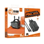 Moxom MX-HC158 GaN 65W Fast Charger – 2x USB-C + 1x USB-A – مع كابل Type-C إلى Type-C – أسود​