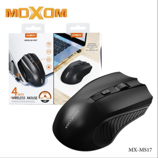 Moxom MX-MS17 Wireless Mouse – 4 Buttons – 2.4GHz – DPI 1200/2400/3200 – Black​