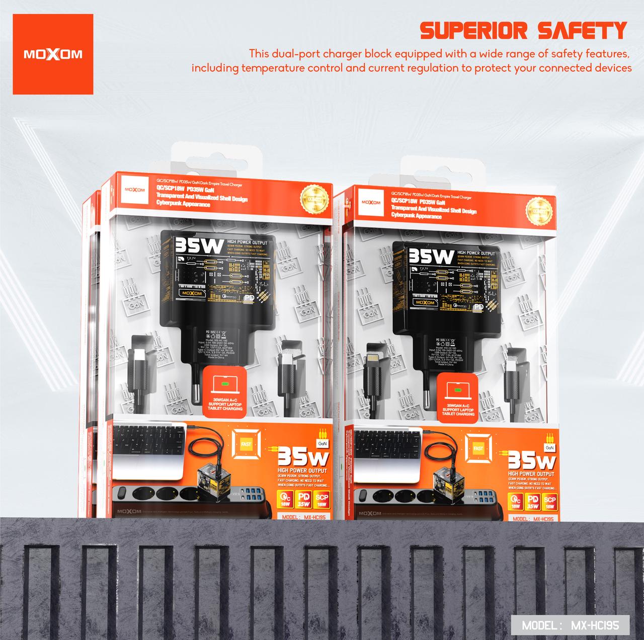 WhatsApp Image 2026-02-16 at 10.57.43 AM MOXOM 35W GaN Dual-Port Fast Charger (MX-HCJ95)v - Image 1