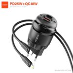 MOXOM PD25W + QC18W Fast Charging Wall Adapter with Built-in Type-C & Lightning Cable (MX-HC248)