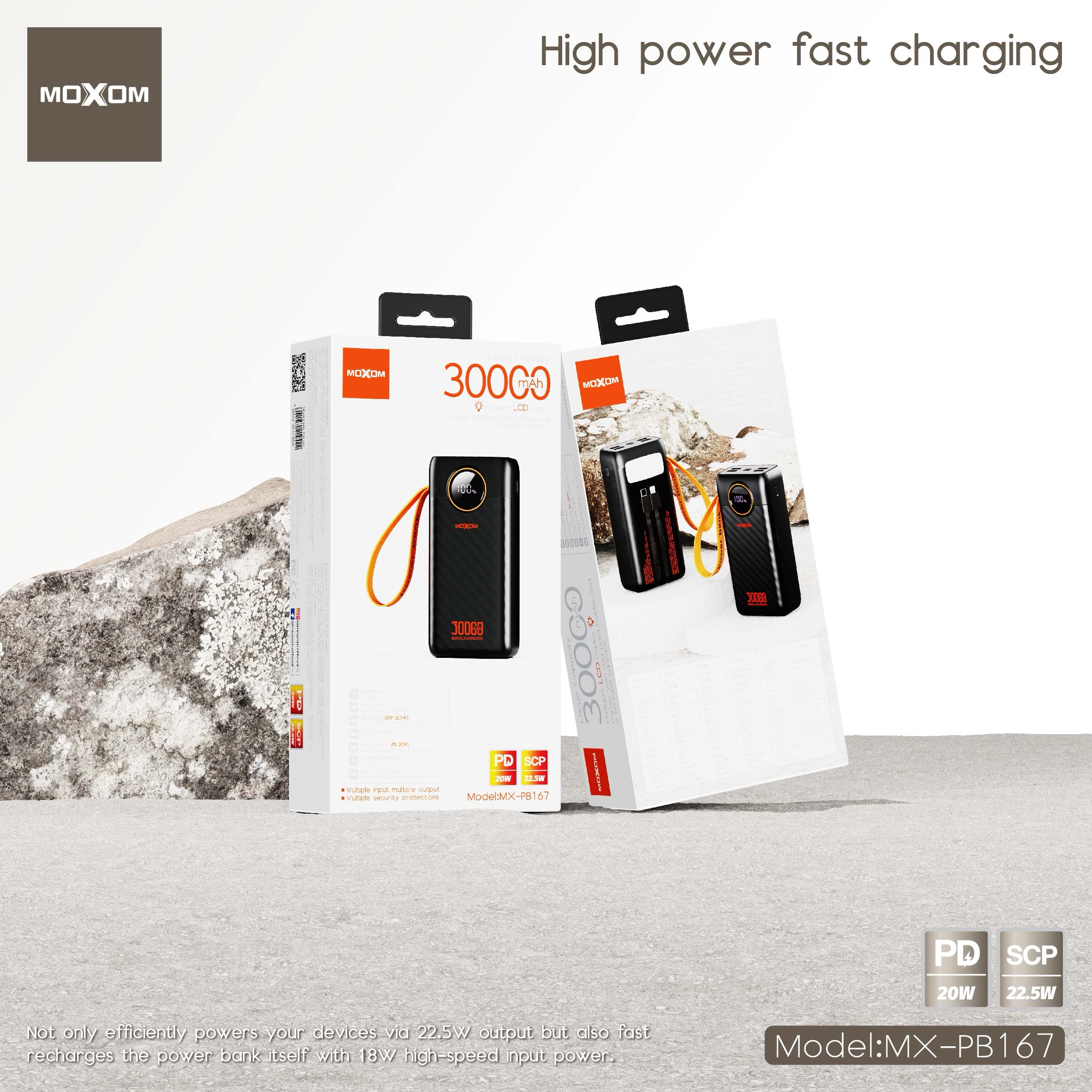 c107bab4babe6d7f5668a1e8a949c140 Moxom Power Bank 30000mAh Fast Pd pb167 - Image 1