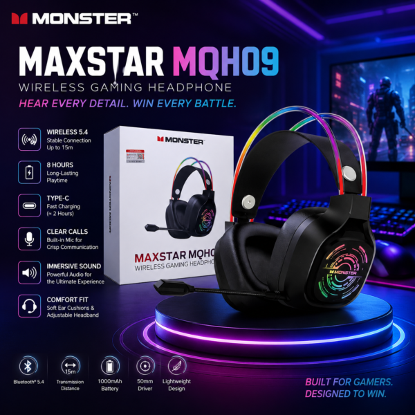 Monster MAXSTAR MQH09 Wireless RGB Gaming Headset