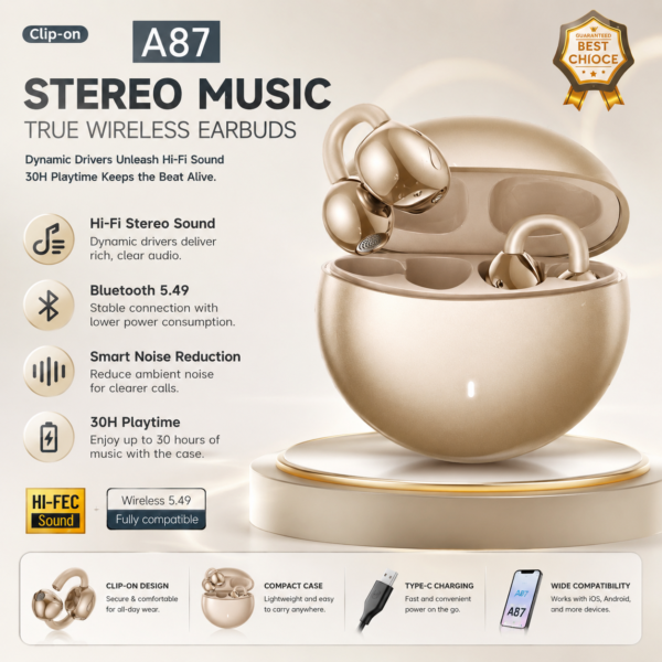 A87 Clip-On Wireless Earbuds