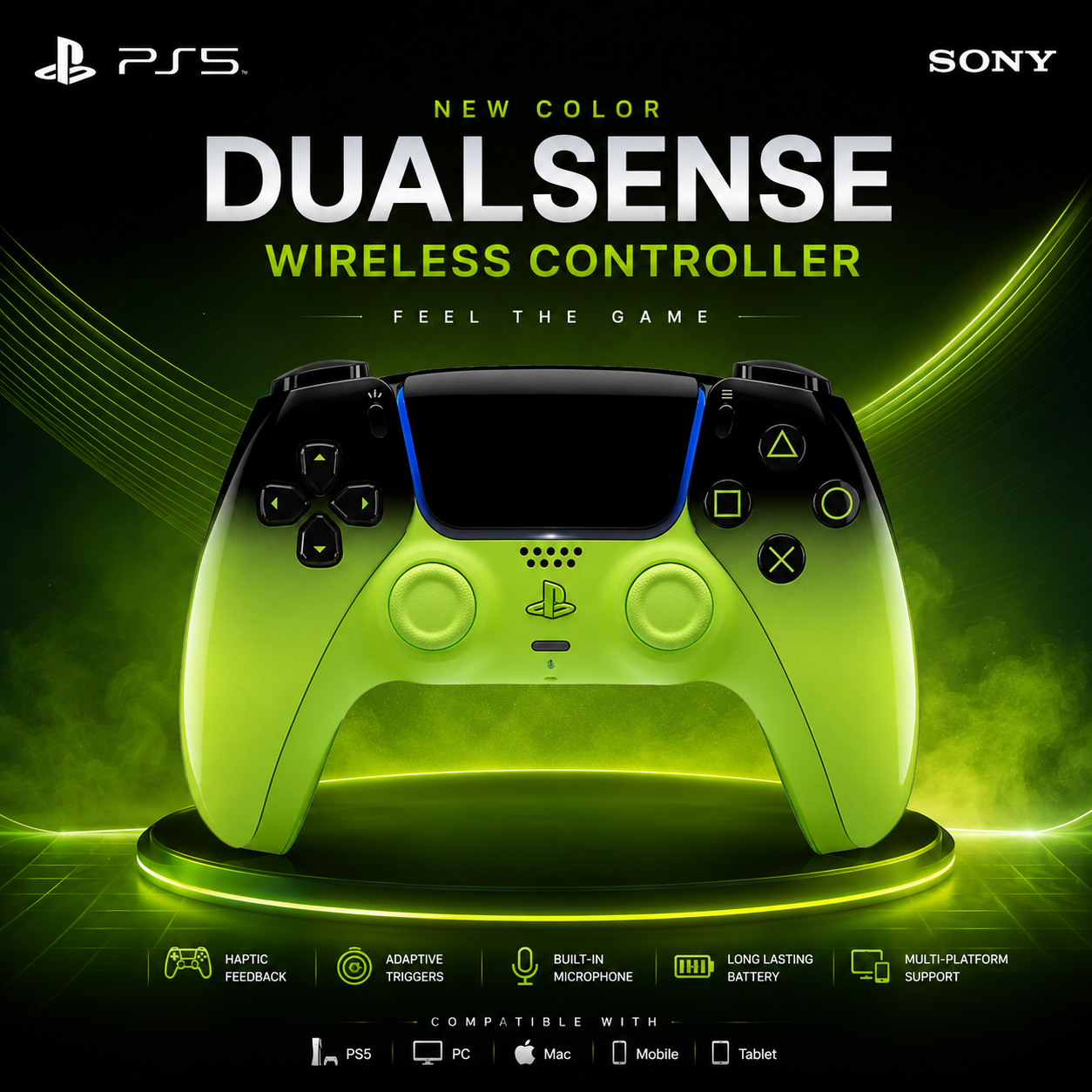 94d0948a-e0f7-45f6-854c-4e254a554793 PS5 DualSense Neon Green - Image 1