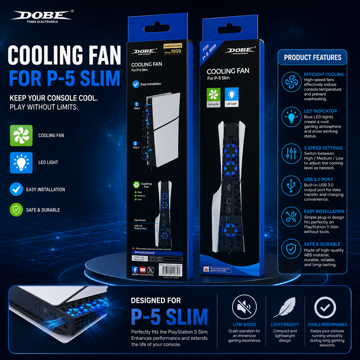 30574386-6253-400b-891e-c9a93f3ef6b7 Dobe cooling Fan For p5 Slim - Image 1