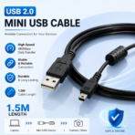 USB 2.0 to Mini USB Cable 1.5M - Image 2