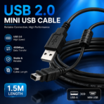 USB 2.0 to Mini USB Cable 1.5M