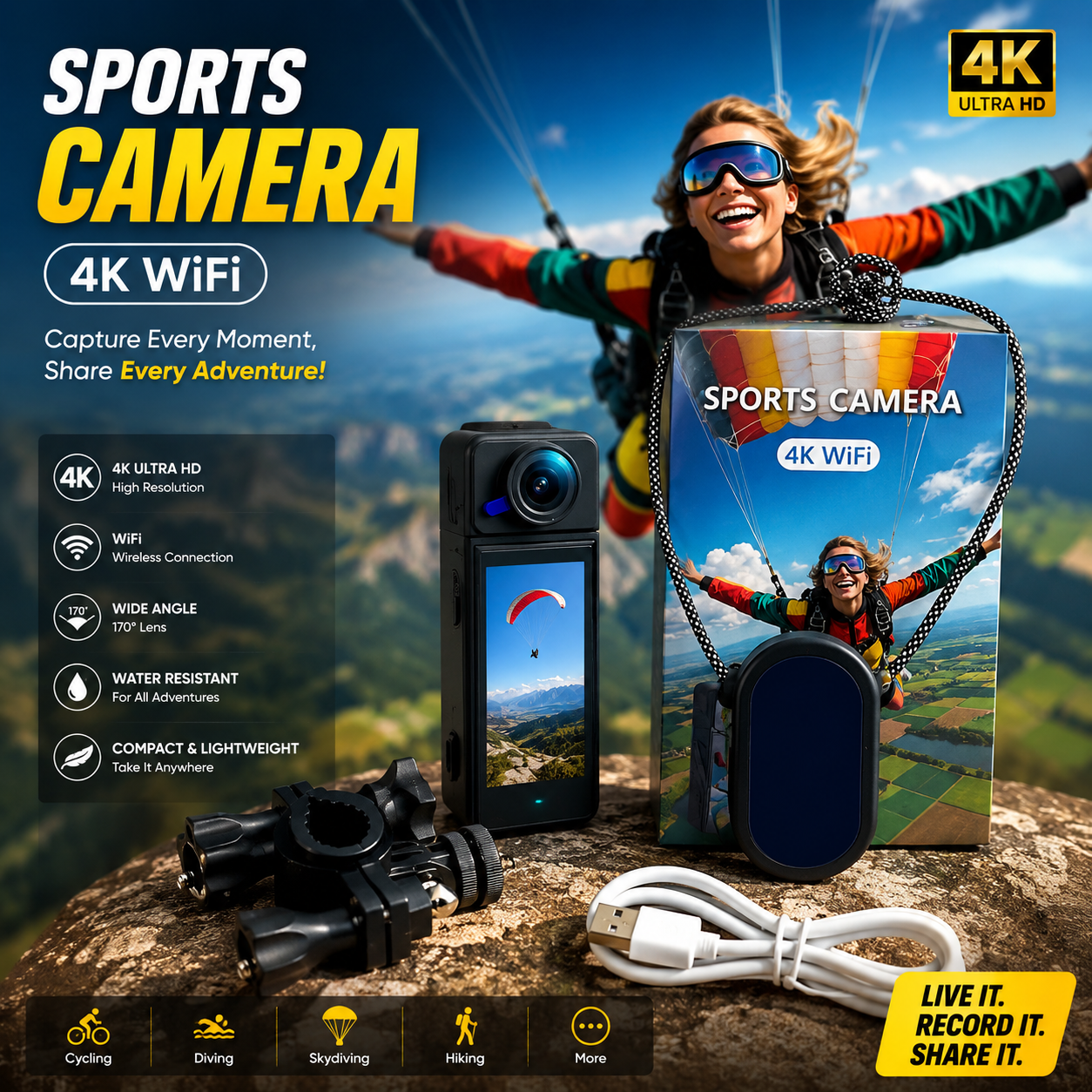 6bba0b8e-0b1c-4d53-8786-231b5c5a7457 Sports Camera 4k Wifi - Image 1